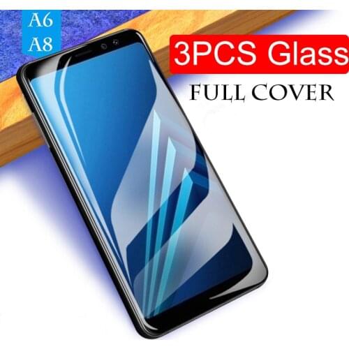 3pcs for samsung a8 glass protective on galaxy a 8 6 a6 plus 2018 screen protector tempered glas a6plus a82018 safety Armor film