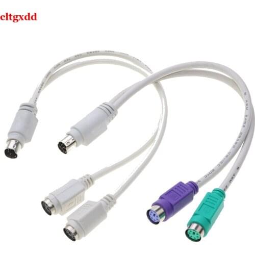 1 pcs motherboard PS2 PS/2 mouse keyboard splitter adapter cable 6-pin mini Din male to 2 female mouse card reader laser scanner