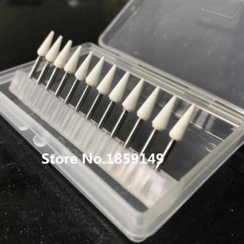 12pcs/box Dental Cone Mounted White Stone Finishing Polishing Stone FG Point Bur