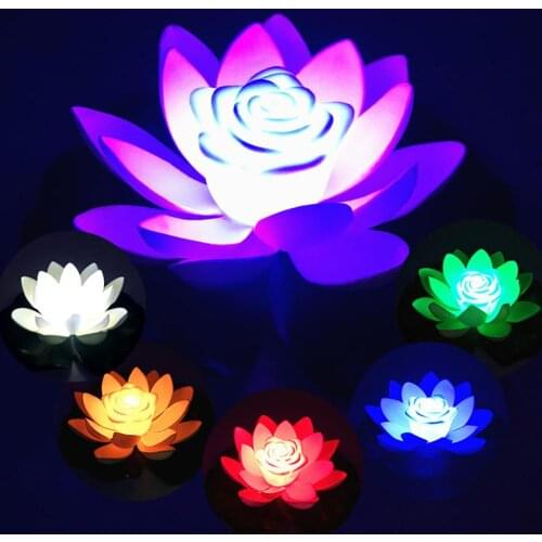 18/28cm Fake Lotus Flower LED Swimming Pool Garden Pond Floating Floral Lamp Lotus Flowers Design Decorative Lamp Electric