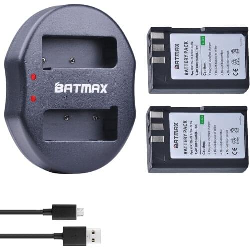 2Pcs 1800mAh EN-EL9 EN EL9 EN-EL9a EN EL9a Battery + USB Dual Charger for Nikon EN-EL9a D40 D60 D40X D5000 D300