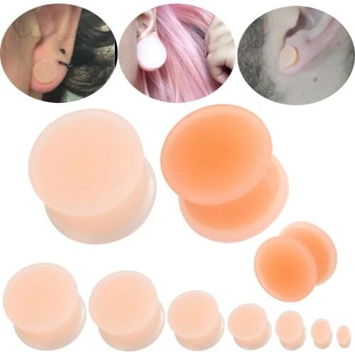 2pcs/lot Silicone Flexible Double Flared Saddle Ear Plugs Ear Skin Retainer Expander Tunnel Piercing Stretchers Gauge Earrings