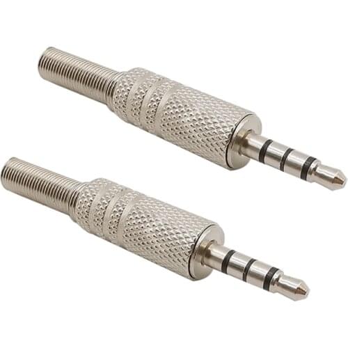 2Pcs 3.5mm 4 Pole 4 Pin Headphone Stereo Male Audio Jack Socket Connector Solder Earphone DIY Mini Adapter