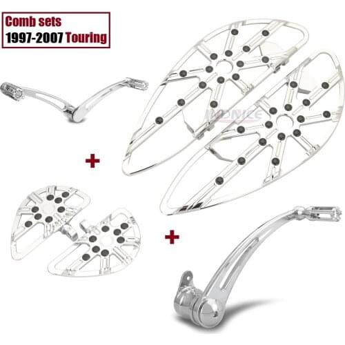 2006-2007 Touring street glide FLHX Chromed gauge rider passenger floorboards Rear brake shifter levers Electra Glide 1997-2007
