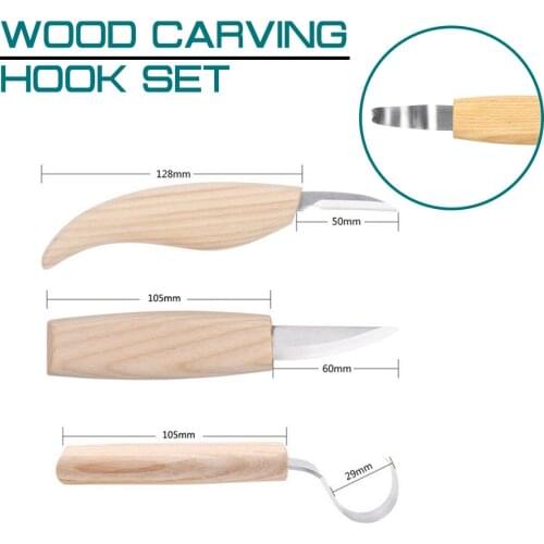 3Pcs/set Wood Carving Knife Chisel Hand Tool Set For Woodworking Cutter High Strength Hooked Whittling Cutter Carpenter Tools