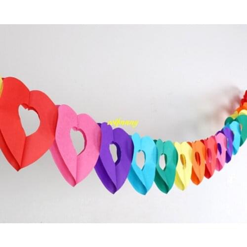 300pcs/lot Fast shipping Wedding Pennants Festival Banner Flags Colorful Paper Garland Children Kids Birthday Party Banner