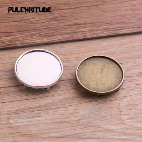 8pcs Flat Leather Slider Beads Two Color Blank 25mm Cabochon Setting Diy Bracelets Making Supplies P6628