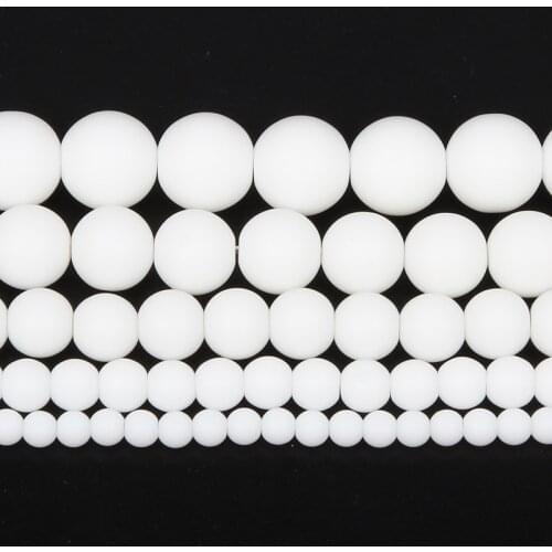 4 6 8 10 12mm Frosted White Porcelain Jades Natural Stone Beads For Jewelry Making DIY Round Loose Spacer Bead Bracelet Handmade