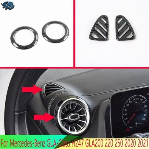 For Mercedes-Benz GLA-Class H247 GLA200 220 250 2020 2021 Carbon fiber style Air Vent Outlet Cover Dashboard Trim Bezel