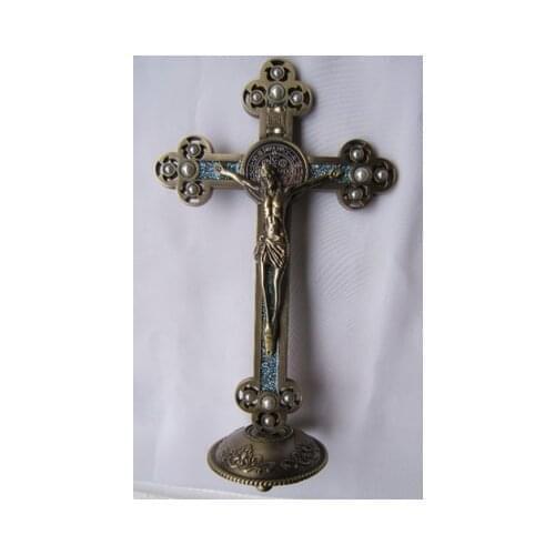 European-style boutique bronze inlaid pearl Jesus exorcism cross decoration Catholic relics Christian craft gifts