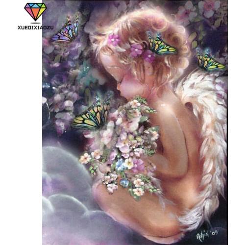 Full Round Diamond 5D DIY Diamond Painting cute Little Angel Diamond Embroidery Mosaic Kit Cross Stitch 5D Rhinestone Decoration
