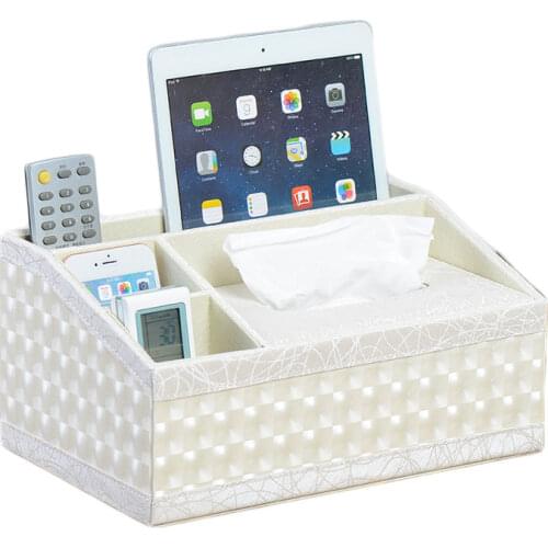 Leather European Style Elegant Royal Tissue Box Desk Remote Controller Phone Storage Box Organizer for Home Car Office