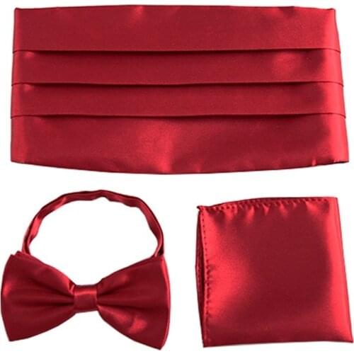 Men‘s Formal Party Wedding Cummerbund Sets Bow Tie Pocket Square Tuxedo Cummerbunds Belt
