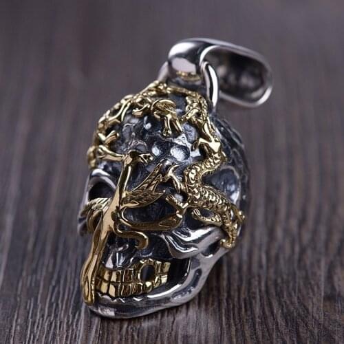 2020 new real S925 pure silver Jewelry Men Four God Beast Skull Pendant Thai Silver Pendant for Man