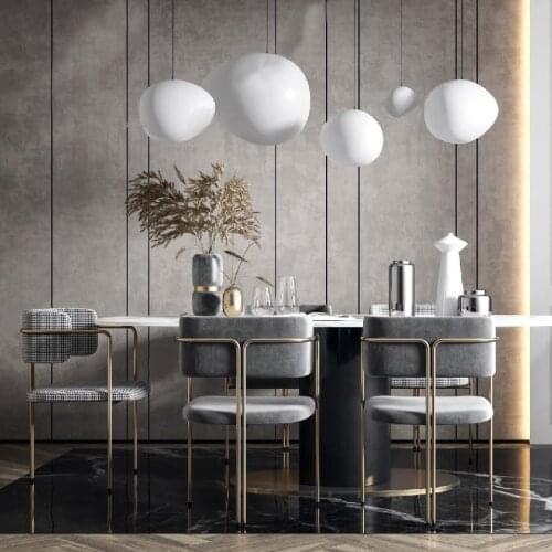 Nordic Wrought Iron Dining Chairs for Bedroom Office Living Room Backrest Chair Modern Minimalist Fabric Business Lounge Chair