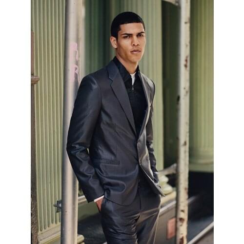 ANNIEBRITNEY 2 Piece Slim Fit Grey Satin Men Formal Suit Custom Groom Wedding Men Suit Satin Prom Wedding Men High End Suit Set