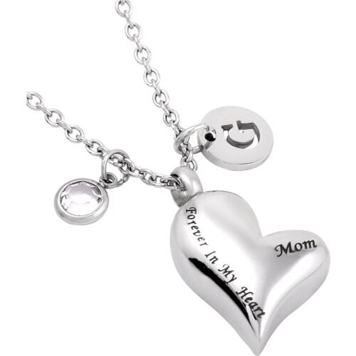 IJD8032 (Only Pendant With chain) Mom/Dad/Son/Grandpa/Grandma/Daughter Forever In My Heart Stainless Steel Cremation Necklace