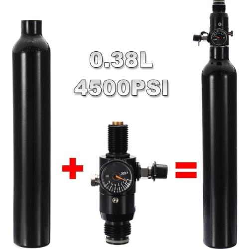 PCP Paintball HPA Tank 380CC Bottle 3000PSI CO2 Sodas Stream Cylinder with Regulator 4500psi output