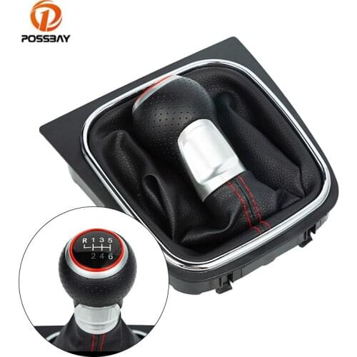 Car Gear Shift Knob 6 Speed Lever Shifter Leather Gaiter Boot Cover Collar Car Styling Accessories Universal for Volkswagen Golf