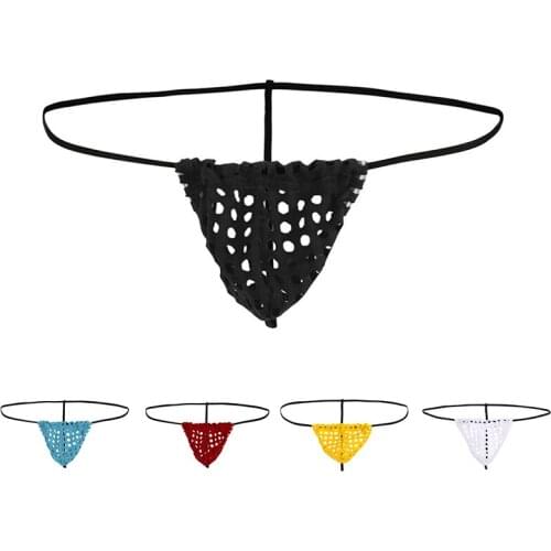 Sexy Gay Men G Strings Thongs Underwear Men Penis Pouch Thongs Mesh Hollow Tangas Homme Hombre Mens Cueca Erotic Jockstrap
