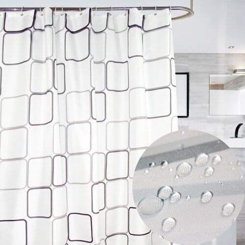 White Plaid Shower Curtains For Bathroom Waterproof Anti-mildew Privacy Blackout Curtains Multiple Sizes Shower Curtains Set