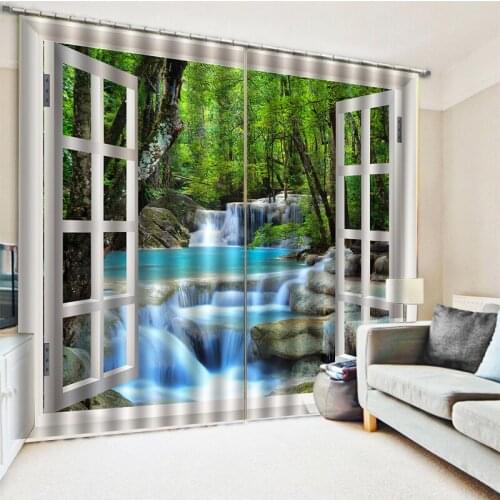Photo window waterfall curtains 3D Curtains set For Bed room Living room Office Hotel Decoration curtains
