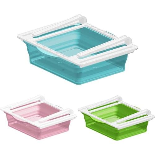 Refrigerator Folding Storage Drawer Egg Fruit Organizer Transparent Kitchen Storage Box