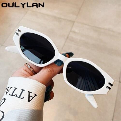 Oulylan Women Sexy Cat Eye Sunglasses Luxury Brand Designer Irregular Sun Glasses Vintage White Black Eyewear for Men UV400