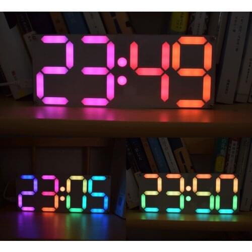 Modern LED Digital Clock Large Rainbow Color Digital Tube DS3231 Clock DIY Electronic Kits With Customizable Colors-M15