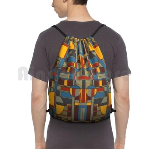 Prairie Time Backpack Drawstring Bags Gym Bag Waterproof Frank Lloyd Wright Prairie Style Mission Lines 1960S Historic