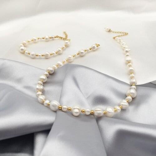 Unique Pearls jewellery Store 9-10mm White Color Real Freshwater Pearl Necklace Bracelet Jewelry Set Fine Jewelry Women Gift