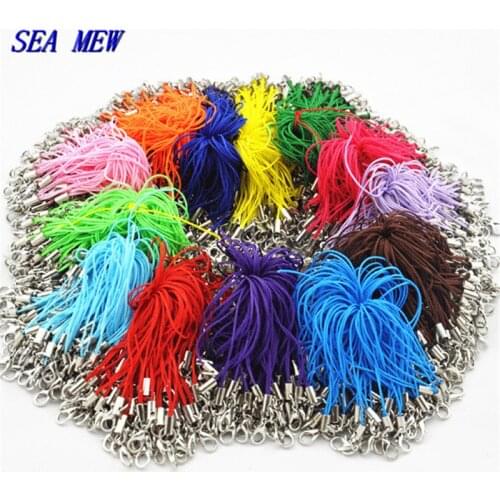 SEA MEW 100PCS Rope Lobster Clasps DIY Hang Rope Cell Phone Keychain Charm Lobster Clasp Jewelry Findings Connector Hook