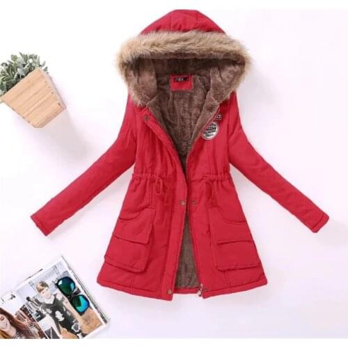 16 colors Women Parka Fashion Autumn Winter Warm Jackets Women Fur Collar Coats Long Parkas Hoodies Office Lady Cotton Plus Size