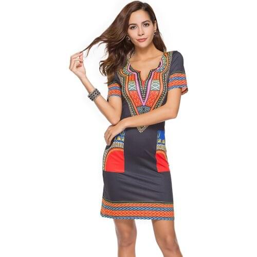 2021 Summer Ladies Plus Size Dress Casual Beach Skirt Retro Tunic Jacket African Print Ethnic Style Large Beach Wind Robe