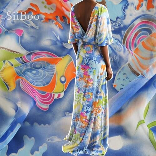 Siiboo pure natural silk chiffon fabric for summer wear women holiday dress soft beach kimono Italy hot style sp6476