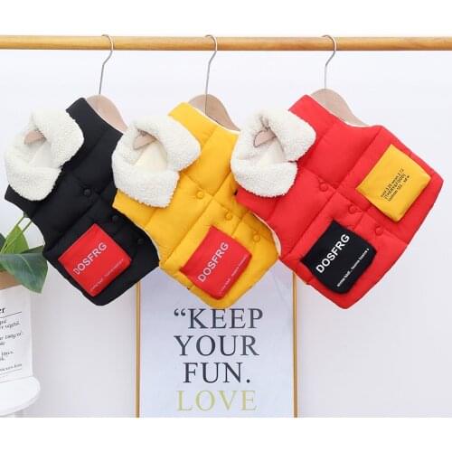 2020 Autumn winter children vests coats 3-7 year warm waistcoats for boys & girls color red beige little child vests unisex