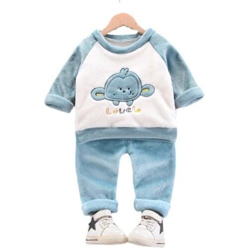 Winter Baby Girls Clothes Suits Children Pajamas Boy Fashion Warm T-Shirt Pants 2Pcs/Set Kids Sleepwear Toddler cotton Costume