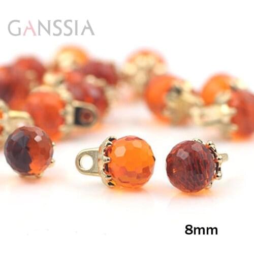 10pcs/lot Size:8mm Clear Orange Imitation Crystal Buttons Sewing Decoration Button DIY Scrapbooking (SS-98-3)