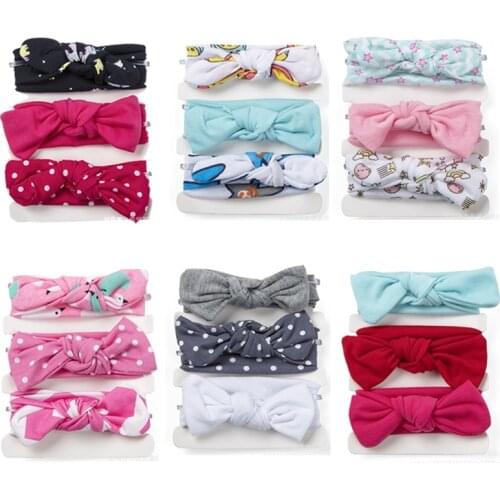3Pcs/set Floral Baby Girl Headbands Cute Bows Rabbit Ear Newborn Headband Toddler Girls Turban Summer Hair Accessories Hairband