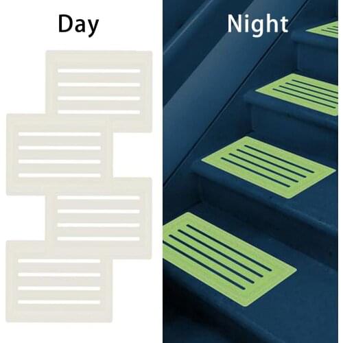 4Pcs Home Luminous Self-adhesive Non-slip Floor Staircase Carpets Glow In Dark Stair Treads Protector PVC Mats