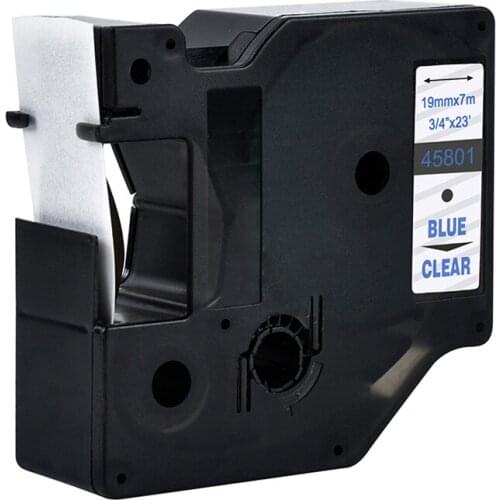 45801 Blue on clear Compatible Dymo D1 19mm Label Printers 3/4'' W X 23' L (19mm*7m) for Dymo D1 Label Makers