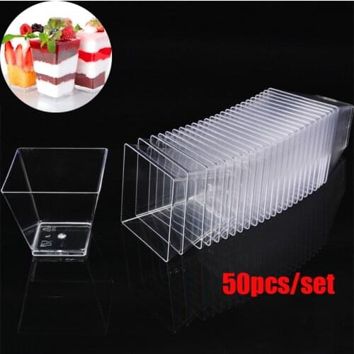 50pcs/lot Disposable Plastic Cup Portion Clear Food Container Jelly Yogurt Mousses Dessert