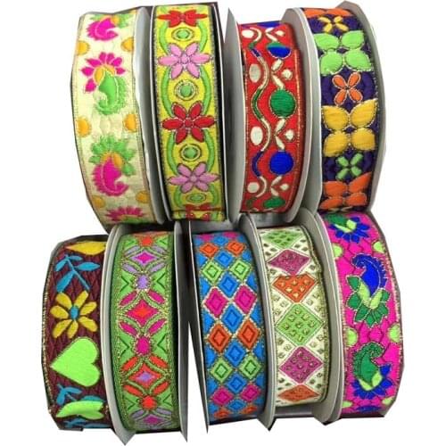 9yards/lot wide about 2.5cm Woven Jacquard Ribbon flowers design for curtain and clothing accessory LS-0924