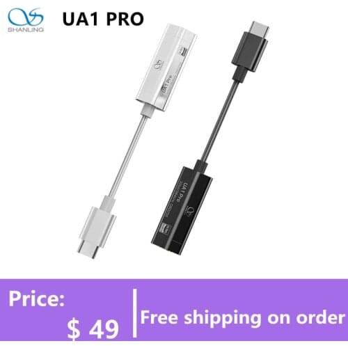 SHANLING UA1 PRO ES9219C USB DAC AMP Adapters Type C to 3.5mm Audio Cable Headphone Amplifier PCM384 DSD256 80mW Output Power