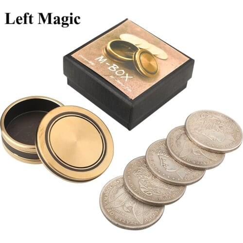 M-BOX by Jimmy Fan (Morgan Size) Okito Coin Box Coin Magic Tricks Appear Penetrate Magia Magician Close Up Illusions Gimmick Fun