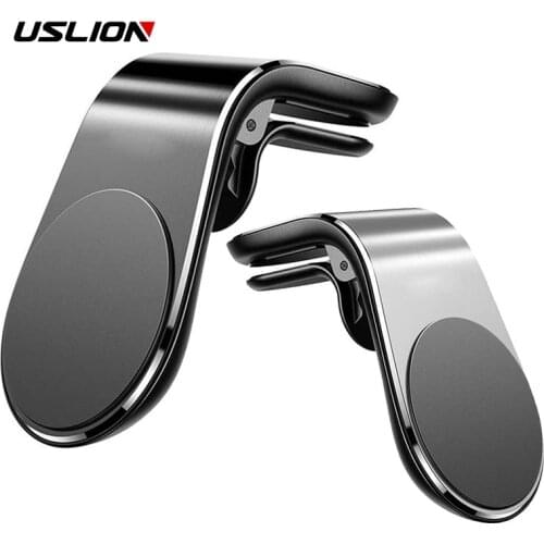 USLION Metal Magnetic Car Phone Holder Mount Cell Stand Phone GPS Support Air Vent Clip For iPhone 12 Pro Huawei Xiaomi Samsung