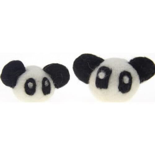 Free Shipping 10PCs Different Size Handmade Felt Wool Animal Cute Panda Head Craft Dolls Fit Girls Elastic Hair Band Garment DIY