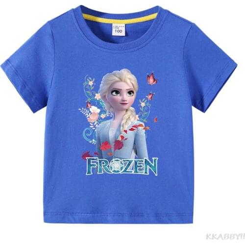 Disney Frozen Childrens Clothes T-shirt Funny T shirt Kids Cartoon Tshirt Baby Girls Boys Clothing Summer Tops