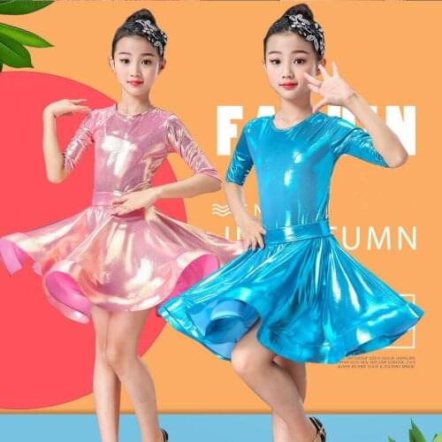 Kid Elegant Pleated Modern Salsa Ballroom Latin Dancing Dresses For Girl Latin Dance Clothes Dancing Competition Costume Wear