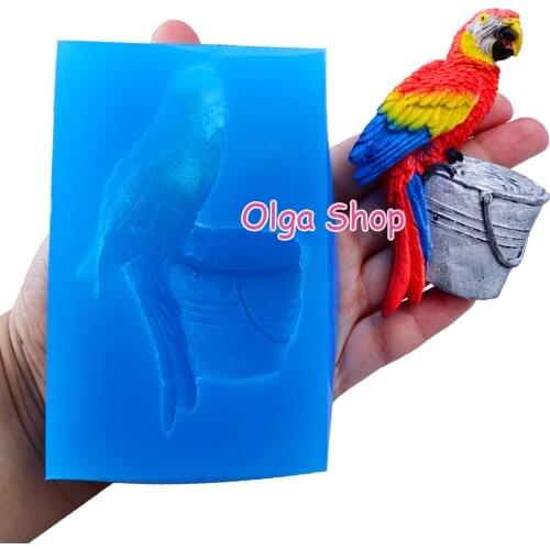 DYL452 92.3mm x 54.4mm Parrot Silicone Mold Fondant Cake Decoration Candy Resin Clay Earrings Necklace Craft Soap Candle